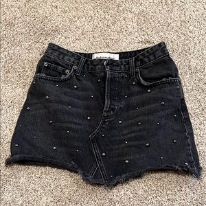 Reformation Black Studded Denim Skirt